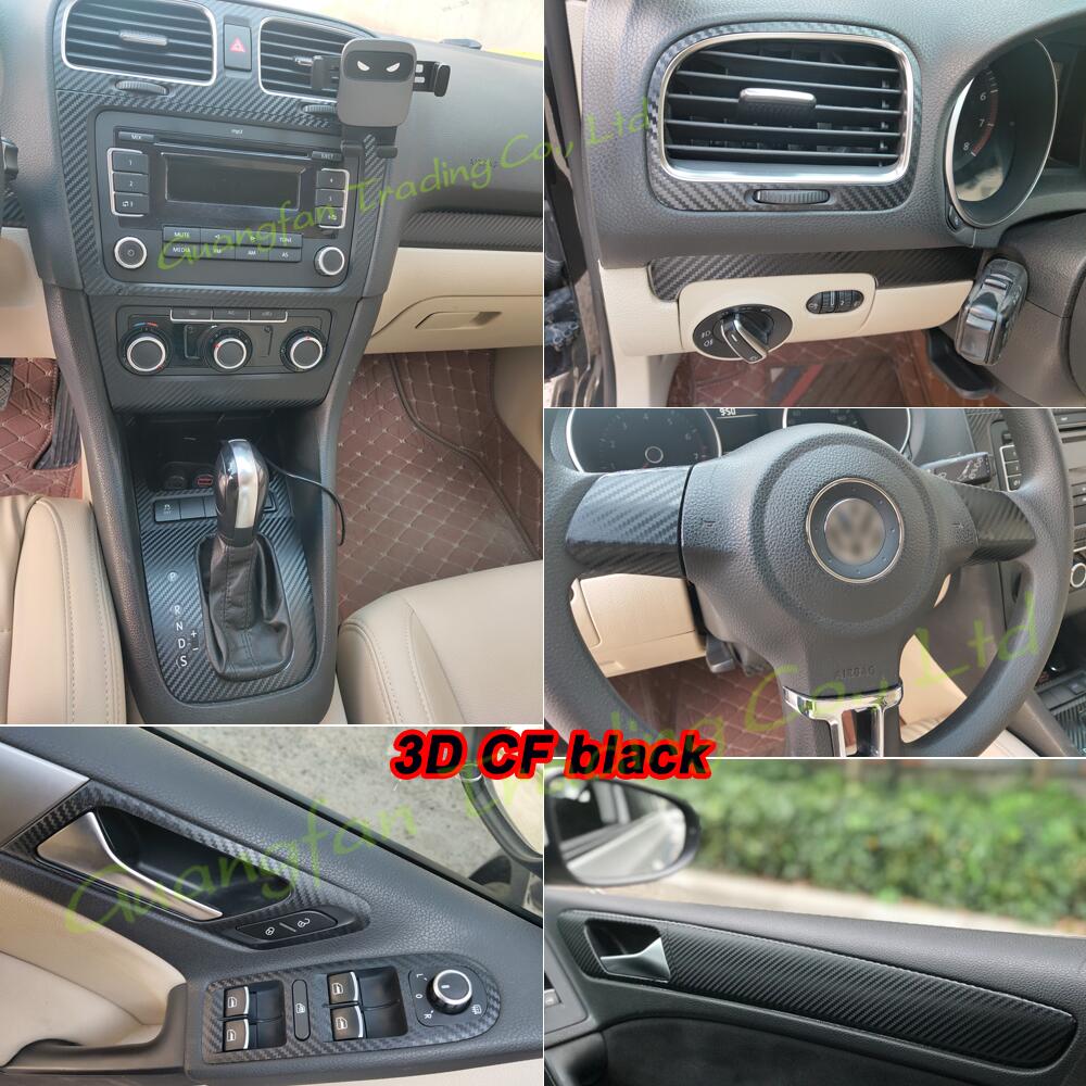 

For Volkswagen Golf 6 GTI MK6 R20 Interior Central Control Panel Door Handle Carbon Fiber Stickers Decals Car styling Accessorie, Style a-left hand drive