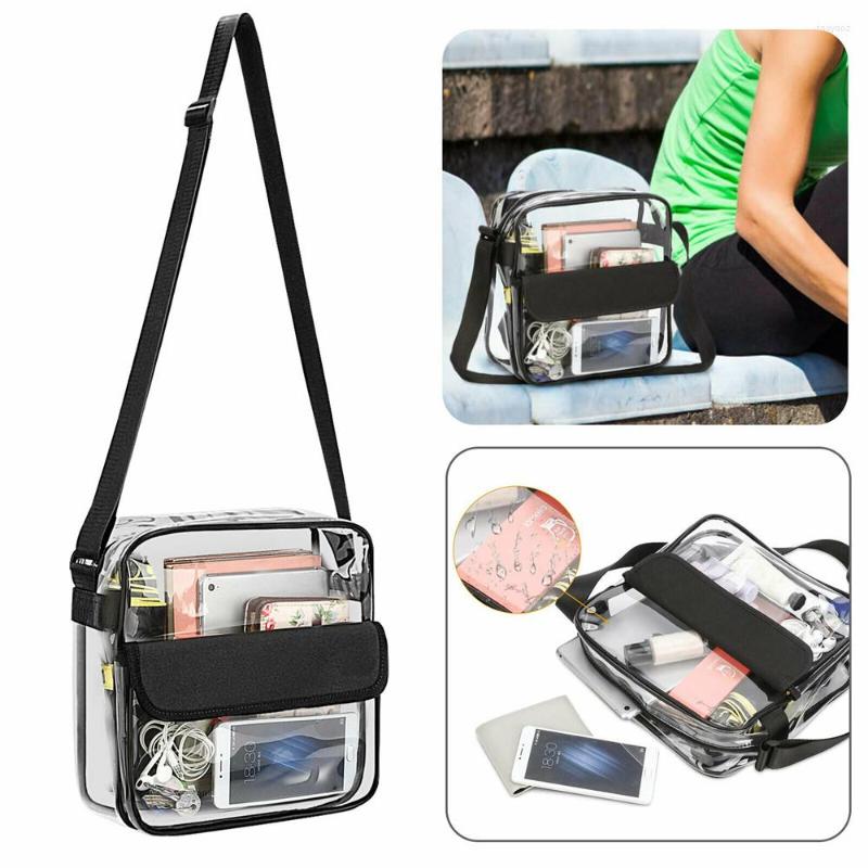 

Evening Bags Clear Plastic Tote Bag Women Transparent Pvc Waterproof Crossbody Handbag Shoulder Girl's Zip Purse Stadium Security, Black