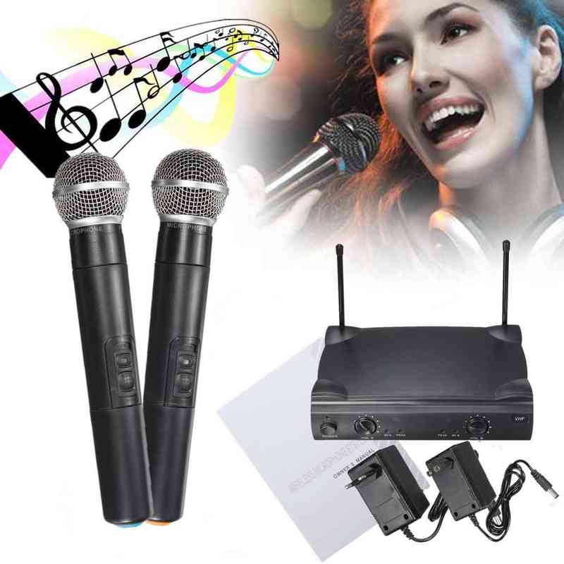Microphones Dual VHF Professional Handheld Wireless Microphone Mic System with Receiver For Kareoke microphone Party KTV Studio T220916-image-803207804