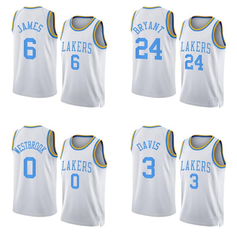

Basketball Jerseys 6 James 3 Davis 0 Westbrook 7 Anthony 39 Howard 24 Bryant 2022-23 season purple white city Men Women Youth jersey, With logo