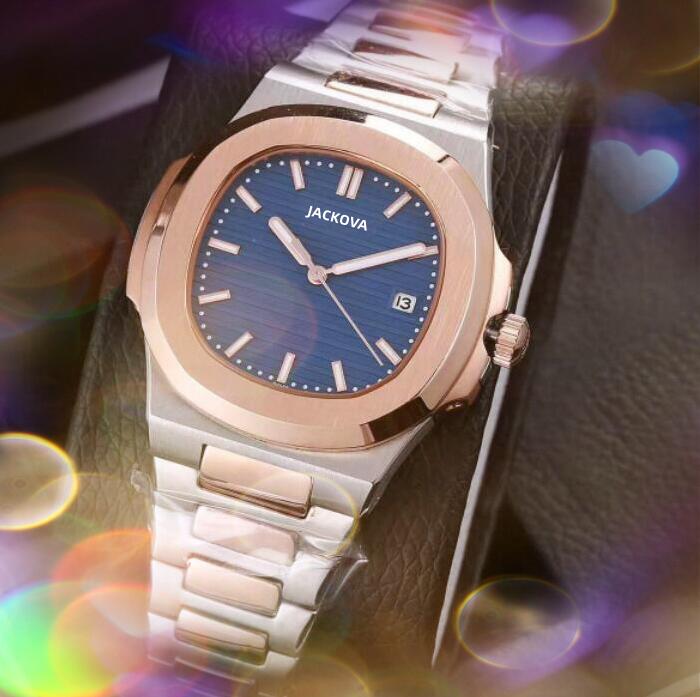 

Top Brand quartz fashion mens time clock watches 40mm auto date men dress square dial watch fine stainless steel luxurious popular gifts Hour Hand Display wristwatch, As pic