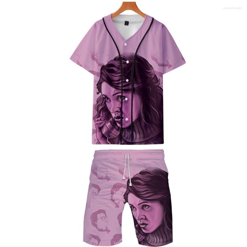 

Men's Tracksuits Stranger Things 3D Printed Two Piece Set Fashion Summer Baseball T-shirts Beach Shorts Casual Streetshirt Clothes, Beige