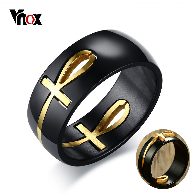 

Accessories Fashion JewelryRings Vnox Men's Two Tones Removable Ankh Egyptian Cross Ring Stainless Steel Detachable Allah Male Religi...