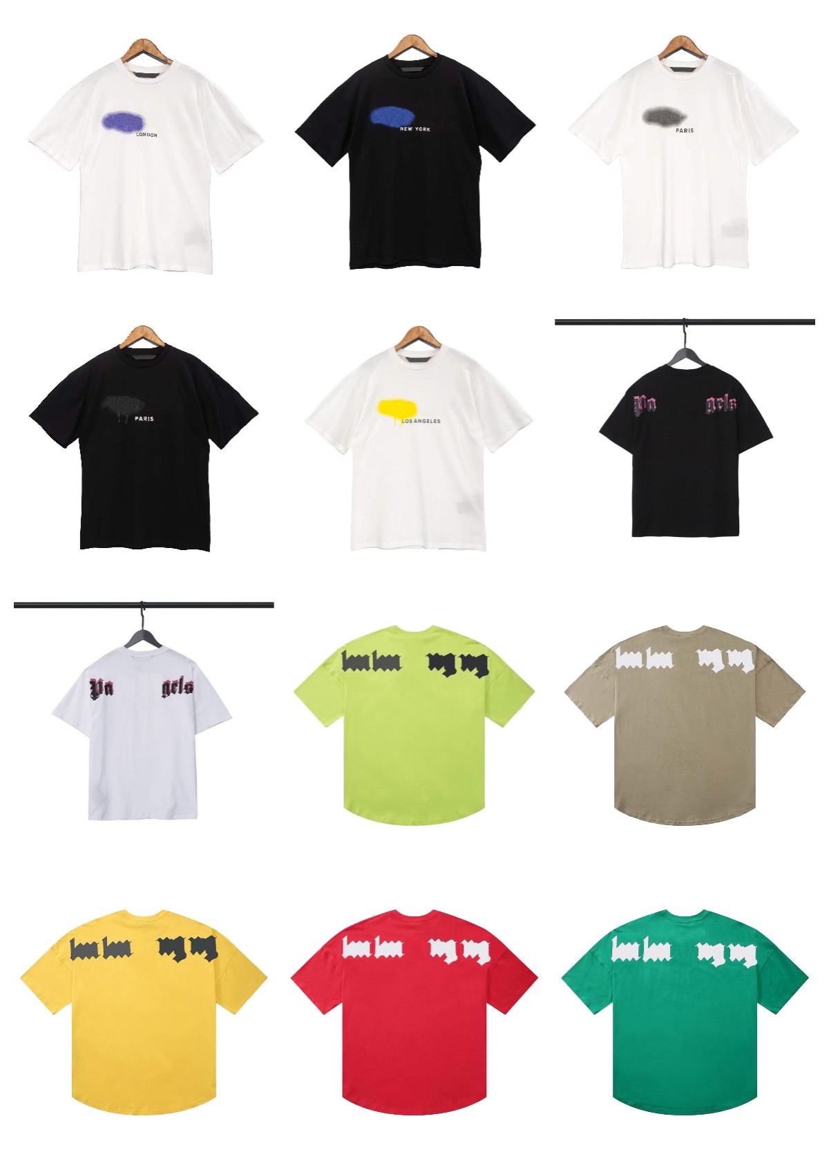 

New Mens Women Designer Palm Angels Tshirt Spring Summer Letter Print Round Neck Short Sleeve Hip Hop Streetwear Fashion Tees Size, I need see other product