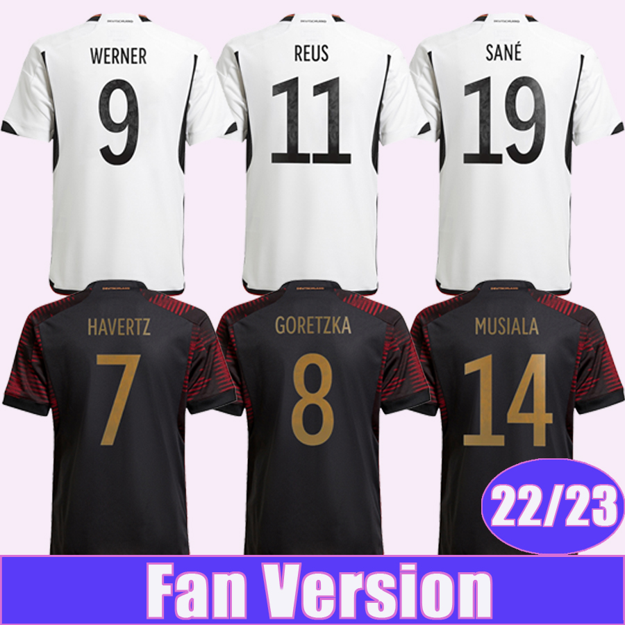 

22 23 WERNER Mens Soccer Jersey HAVERTZ MULLER SANE REUS GNABRY GORETZKA KIMMICH MUSIALA BRANDT CAN Home Away Football Shirt, Qm11410 22 23 home no patch