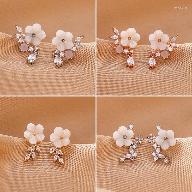 

Stud Earrings 2022 Korean Exquisite Shell Flower Water Drop Fashion Temperament Small Versatile Women's Jewelry