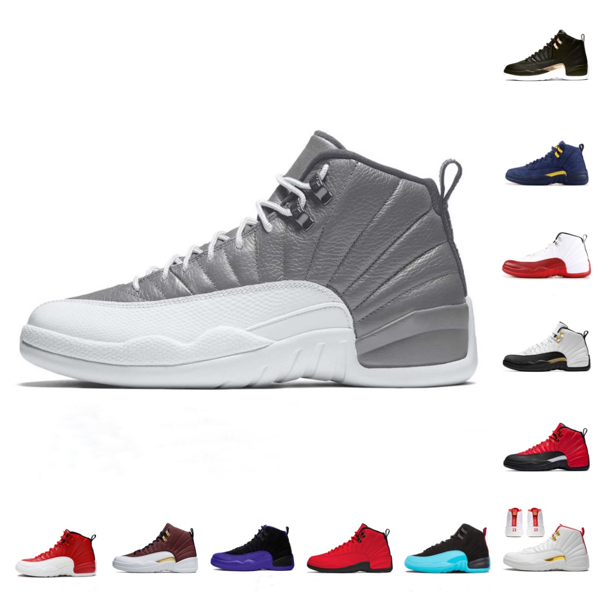 

Mens 12 12s Basketball Shoes Stealth OVO White Twist royalty utility University Gold Flu Game Indigo Dark Concor FIBA Gym Red Black Winterized Outdoor Sport Sneakers, Bubble package bag