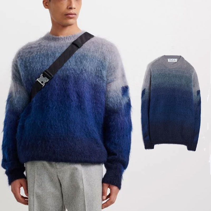 

OW designer sweater mens long sleeve t shirt off round neck wool coat men women sweaters hip hop loose casual pullover sweatshirt, No.3