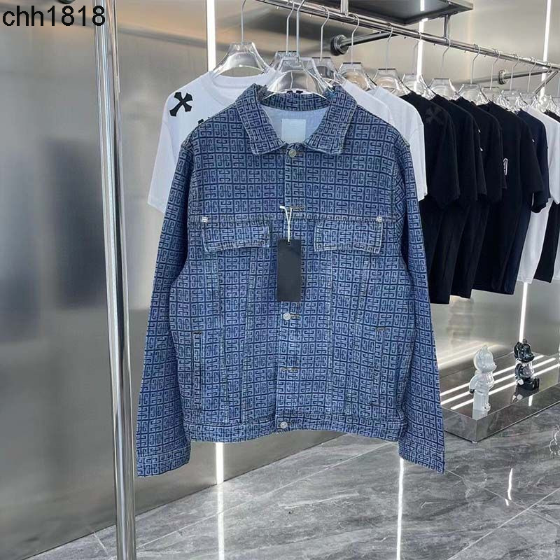 Men's Jackets GV Home Autumn and Winter New Denim Jacket Classic All over Print Screen Red Casual Polo Jacket for Men and Women
