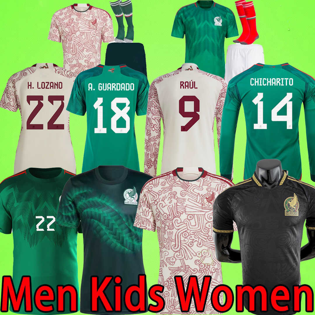 2022 Coupe du monde Jerseys de football au Mexique H.Lozano Chicharito 22 23 Player Version 2023 Camisetas de Futbol Men Kids Kit Football Shirt