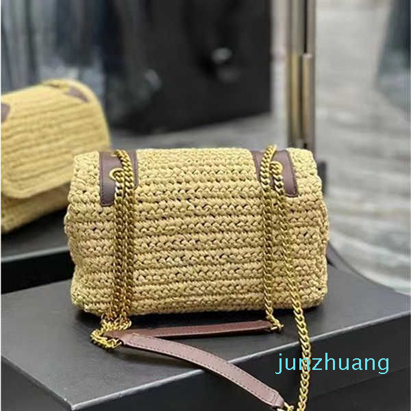 

Designer Bags Top Quality Chains Straw Tote Bags Hand-made Handbag Lafite Grass Woven Crochet Shoulder Satchel Large Size Envelope Designer Bags Women s, Blue