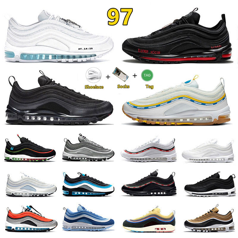 

97 97s Men Women Running Shoes MSCHF x INRI Jesus Satan Sean Wotherpoon Triple Black White Gym Red Silver Iridescent Trainers Sports Sneakers Sneaker, Color#5