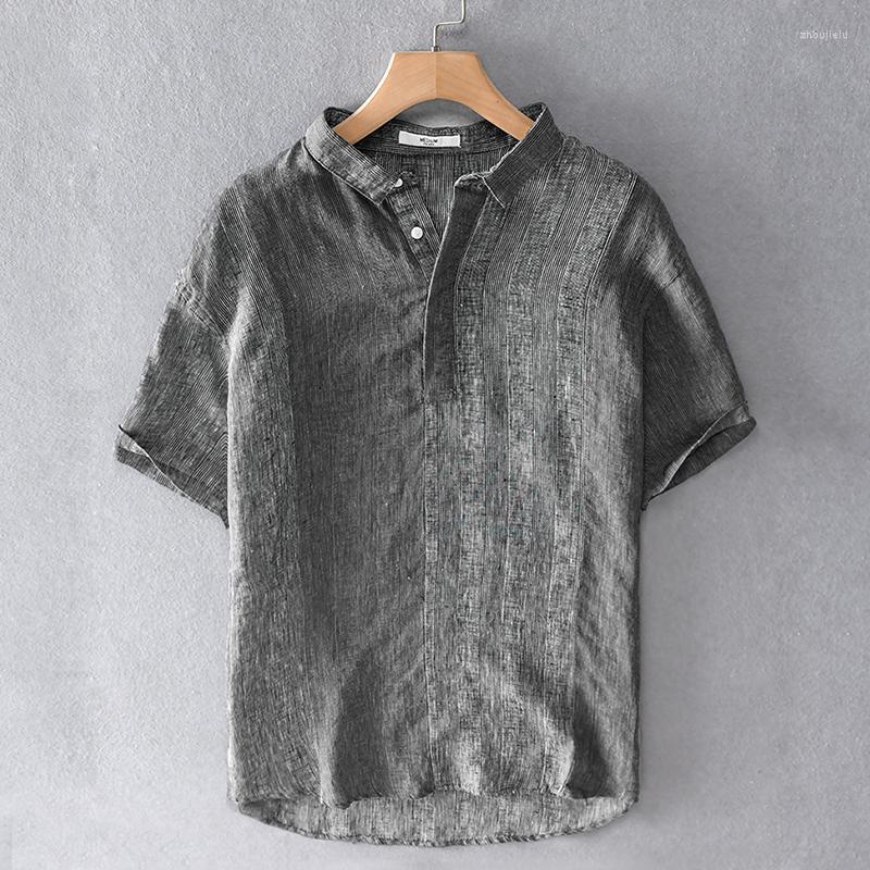 

Men's Casual Shirts Style Italy Brand Linen Shirt Men Summer Breathable For Fashion Mens Loose Tops Camisa Overhemd, Khaki