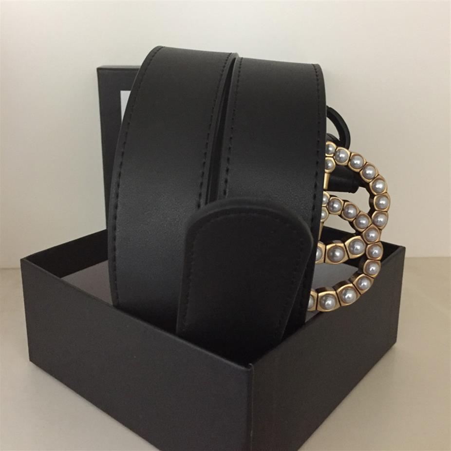 

High quality womens belt mens belts inlaid diamond pearl bronze metal buckle sports leisure fashion women Waistband delivery Width3 8c283J, Belt and box