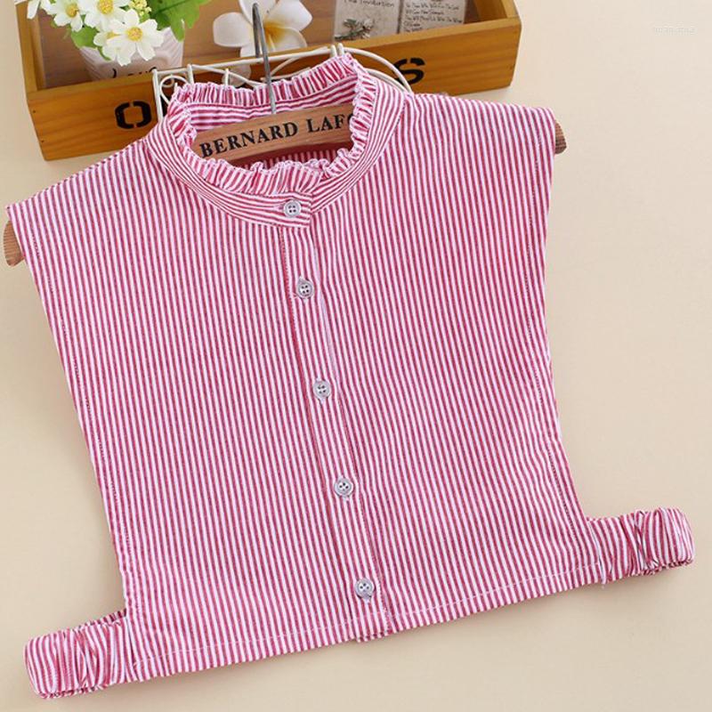 

Women's Blouses Neck Shirt Collar False Tie Removable Cotton Fake Detachable Collars Wooden Ear Red White Plaid Lattice, Color as picture