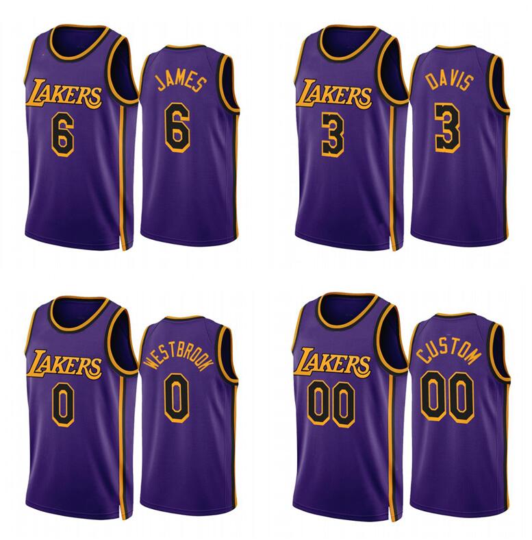 

Basketball Jerseys 6 James 3 Davis 0 Westbrook 7 Anthony 39 Howard 24 Bryant 2022-23 season purple city Men Women Youth jersey, With logo