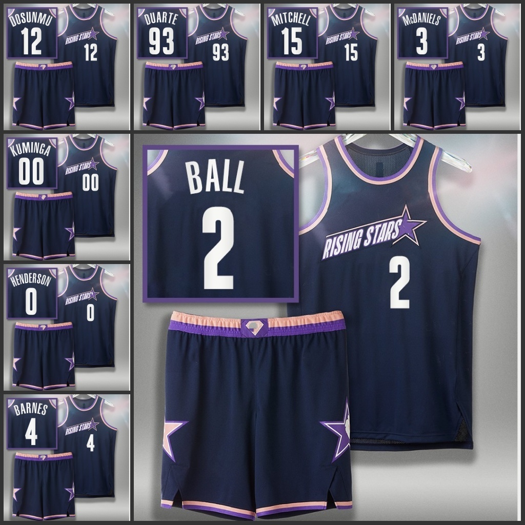 

Jersey Suit LaMelo Ball Jonathan Kuminga Davion Mitchell Jaden McDaniels Scoot Henderson Ayo Dosunmu 2022 Rising Stars Hornets Jersey Purple