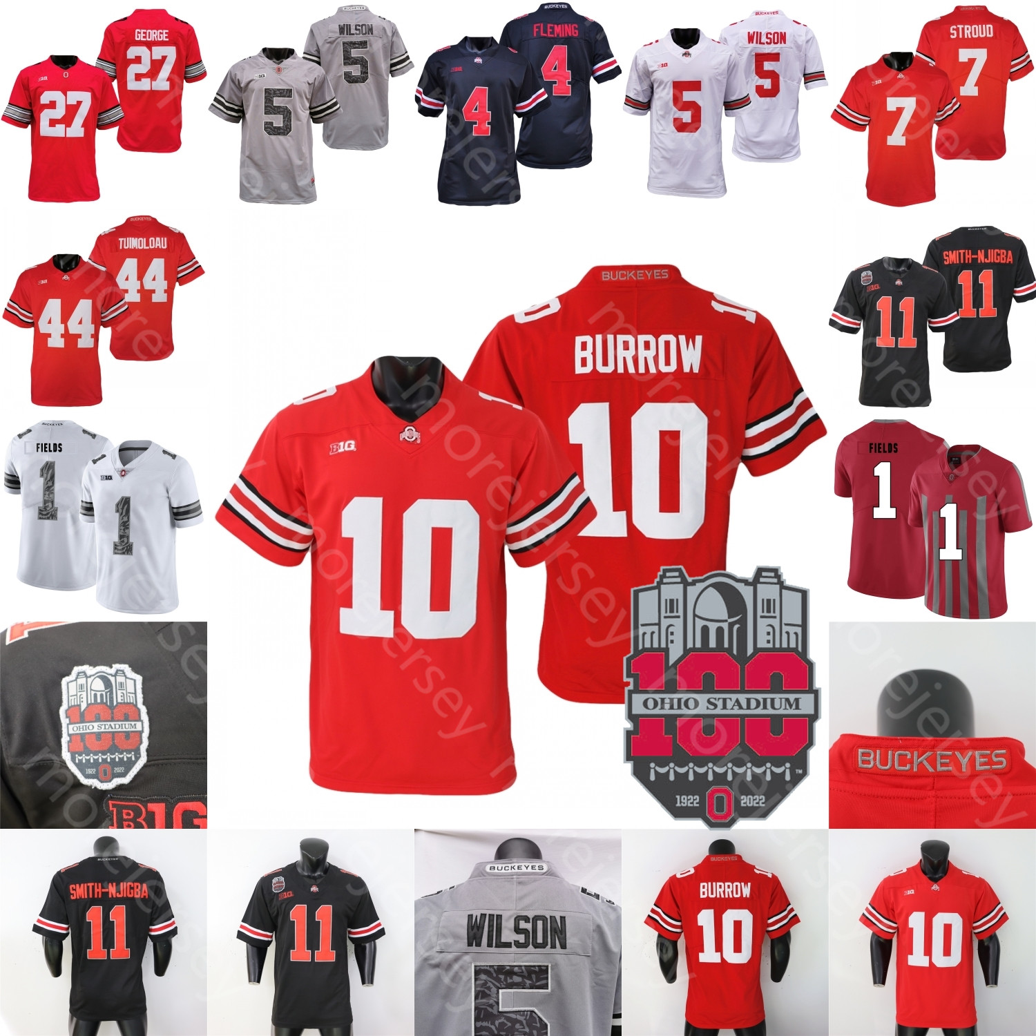 

Ohio State Buckeyes Football Jersey NCAA College Nick Bosa Ezekiel Elliott Xavier Johnson Chambers Garrett Wilson Justin Fields Chase Young Eddie George, Women white
