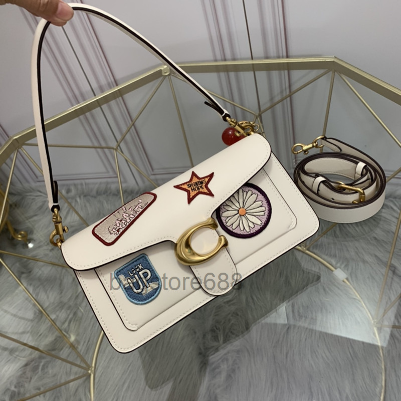 

New genuine leather bag Japanese-style badge designer bags single shoulder bag letters handbags luxury Axillary package cartoon cute famous, White
