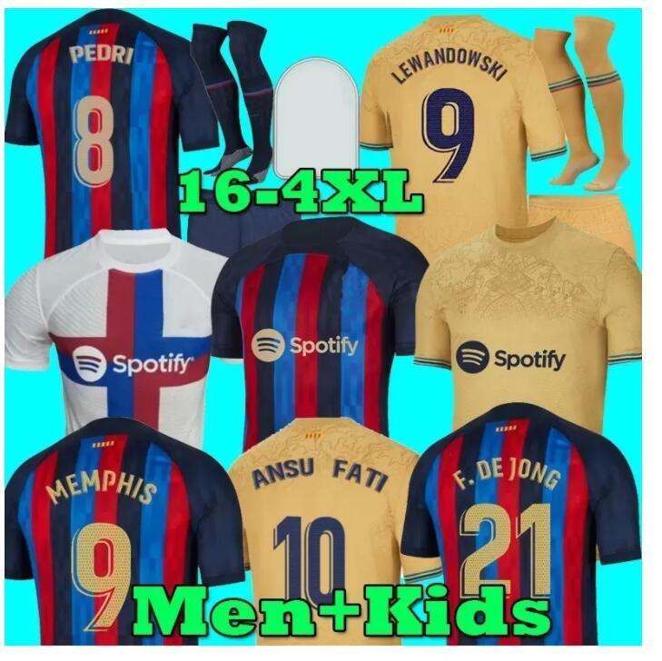 

LEWANDOWSKI PEDRI KOUNDE ADAMA soccer jersey FERRAN 22 23 ANSU FATI 2022 2023 GAVI RAPHINHA Camisetas de football barcelona DEST kit shirt, Home