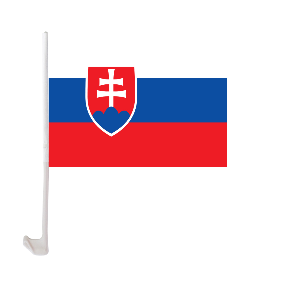 

30x45cm Slovakia Car Flag Polyester UV Protection Window Clip Car Decoration Banner with Flagpole