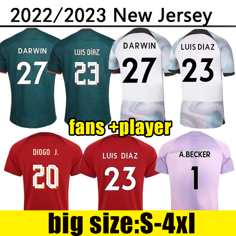 

22 23 soccer jerseys season VIRGIL SALAH FIRMINO DARWIN 2022 2023 Mohamed Diogo Luis DIaz Alexander Arnold football shirts men Fans Player version big size S-4XL