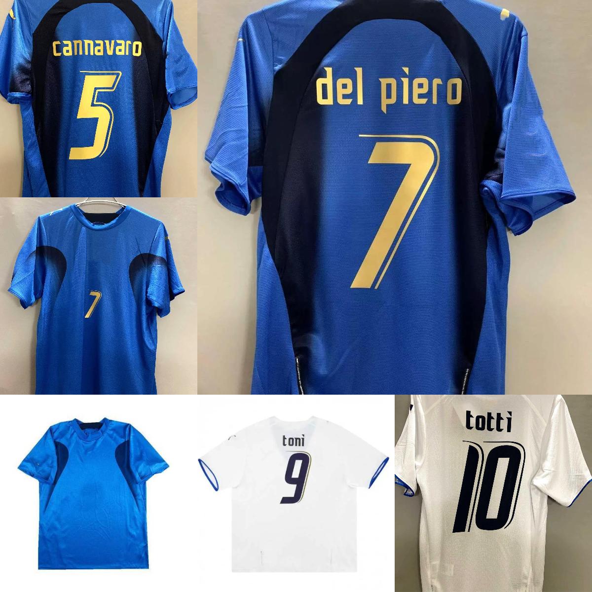 

06 07 retro Soccer Jerseys Cannavaro Francesco Gattuso 2006 2007 Nesta Totti Del Piero Inzaghi Pirlo Toni classic Football Shirts S-2XL, Home
