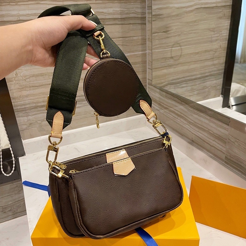 

MULTI POCHETTE ACCESSOIRES bag clutch shoulder crossbody evening bag Genuine Luxurys leather two detachable pouches removable chain adjustable strap M44813, Red