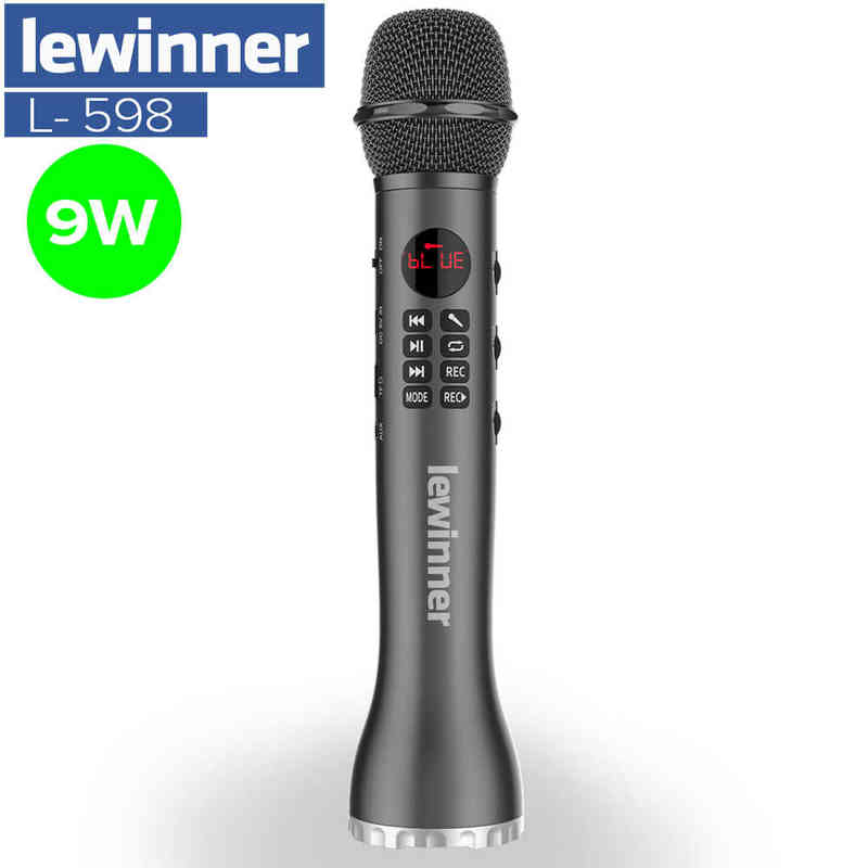 Microphones Lewinner L-598 Wireless Microphone Handheld Karaoke Bluetooth Speaker LED Display Screen TF Card Singing Recorder T220916-image-803213518
