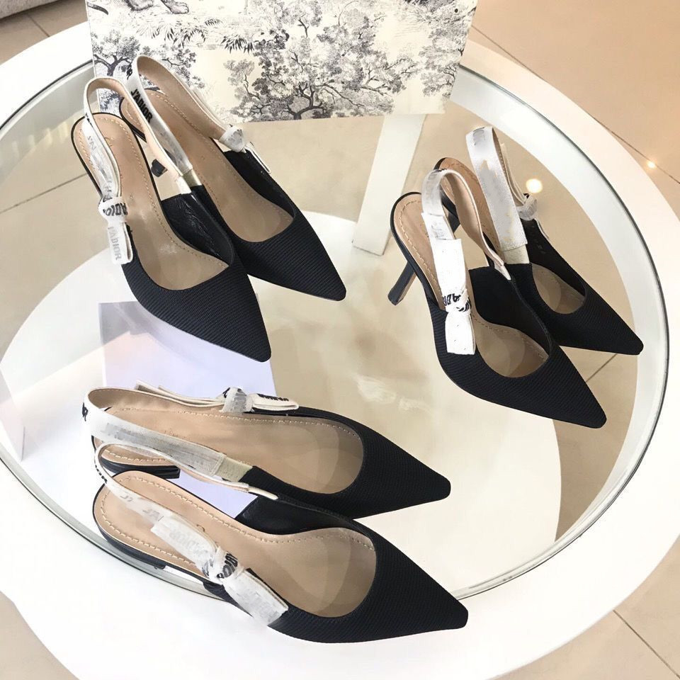 Dress Shoes Bow Knot High Heel Women Runway Pointed Toe Low Heel Shoes Woman Gladiaor Sandals Lady Brand Design Mesh