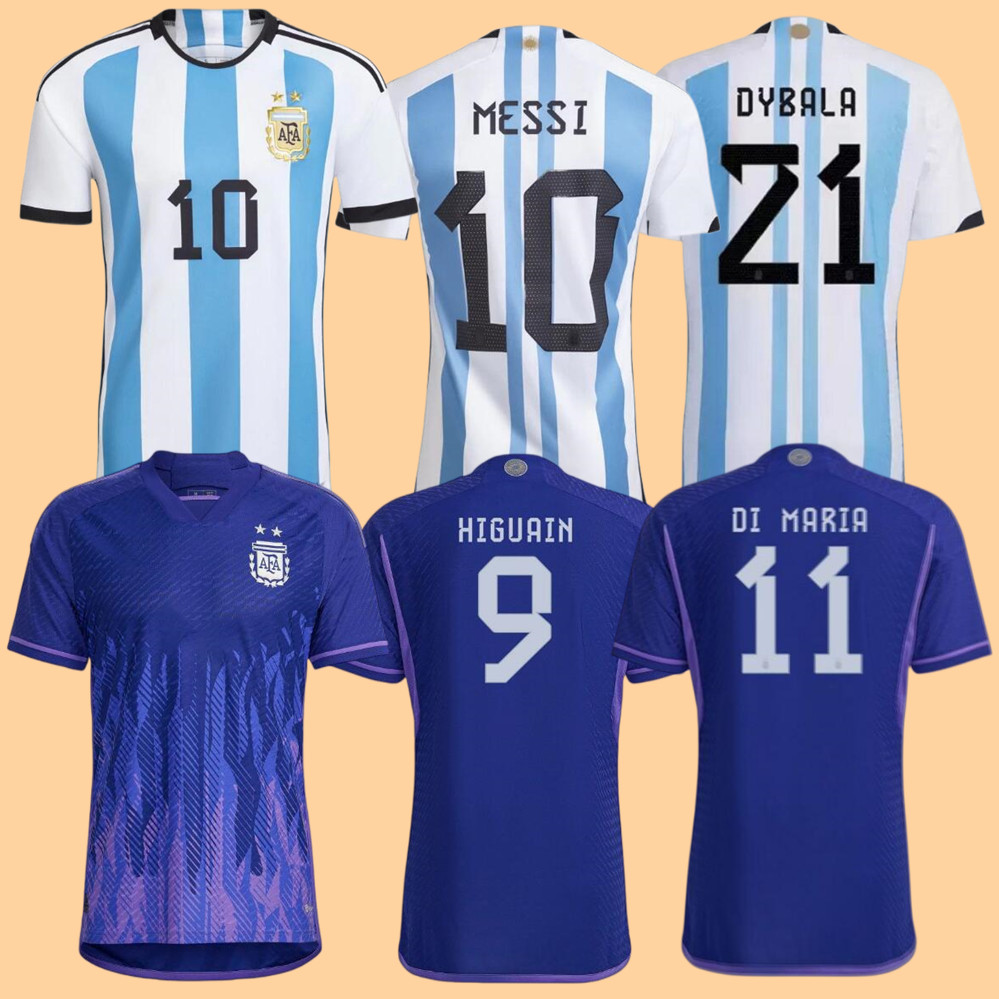 

Argentina soccer Jersey football shirt 2022 DYBALA AGUERO MARADONA DI MARIA 22 23 fans player version Men Kids kit sets uniforms socks home away
