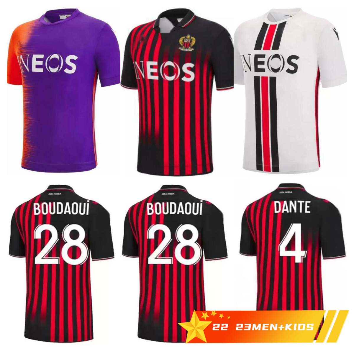 

22 23 soccer jerseys OGC Nice FC DELORT MELOU GOUIRI 2022 2023 OGCNice football shirts DOLBERG DANTE KAMARA ATAL maillot de foot home away third ATAL Kluivert Stengs, Red