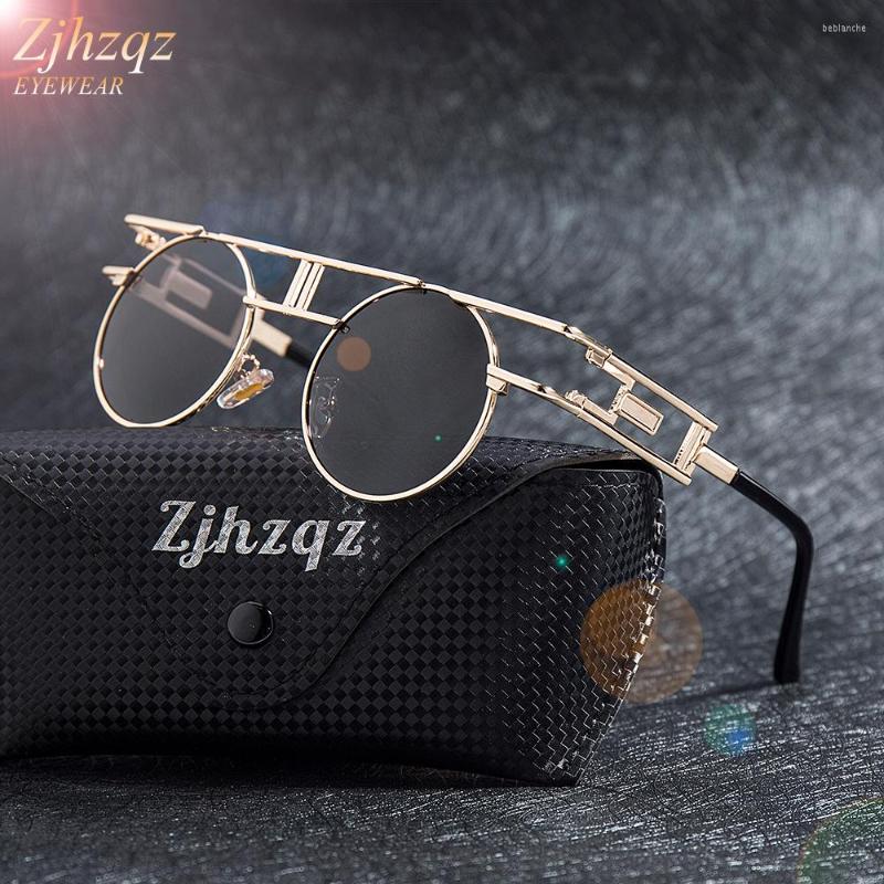 

Sunglasses Mens Fashion Round Polarized Women Brand Designer Vintage Silver Blue Mirrors Red Yellow Black Brown Lens For Ladies