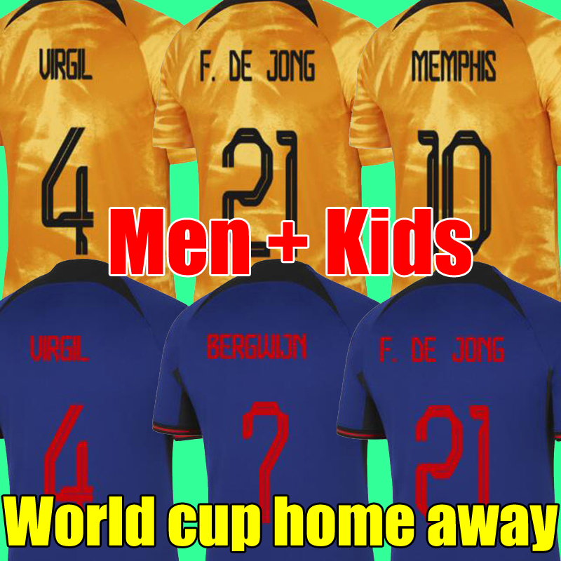 

MEMPHIS soccer jersey 2022 world cup DE JONG NetHERlands DE LIGT WIJNALDUM VAN DIJK 222 23 football shirt Adult men kids kit BERGWIJN sets, 22 away