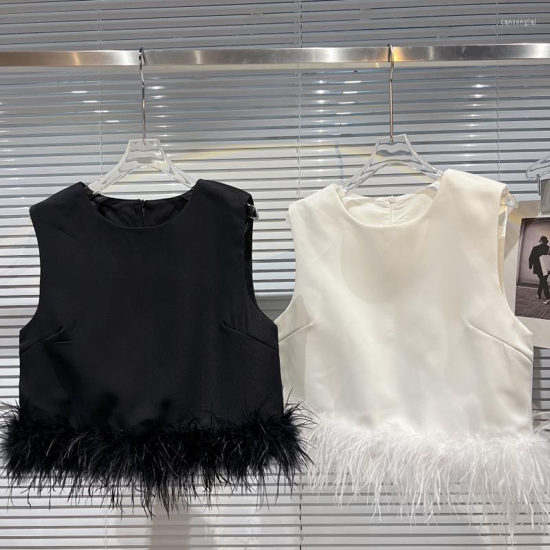 

Women' T Shirts Cakucool Sequined Sleeveless Blouse Women Chiffon Full Sequins Tassles Shiny O-neck Sexy Bling Summer Tops Female, White