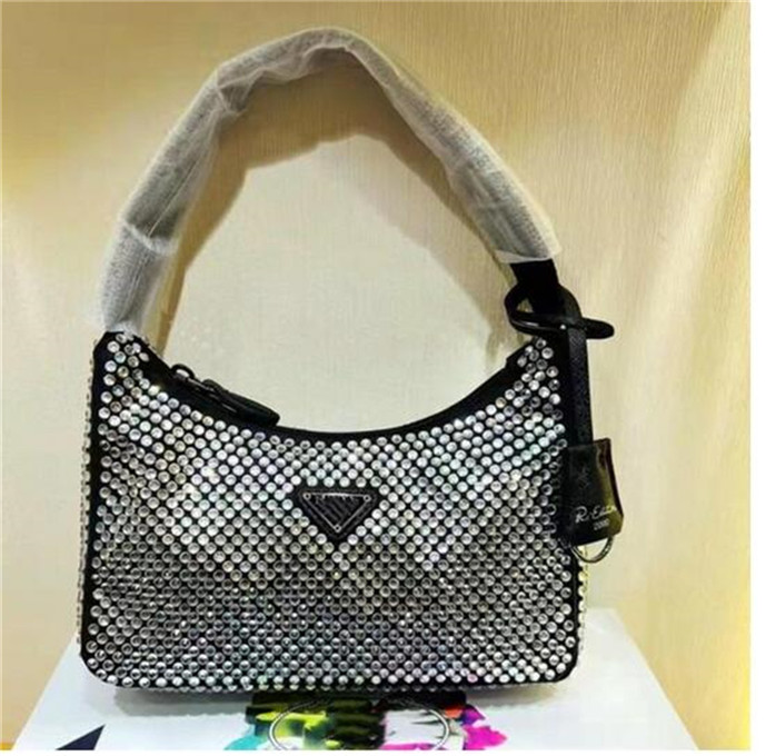 

2022 classic womens Shoulder Bags crystal embellishment Luxurys Designers Bags Crossbody Bag Backpack Totes Half Moon Purses Satin Hobo, Yellow