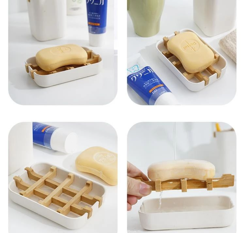 

Soap Dishes Creative Modern Simple Bathroom Anti Slip Bamboo Fiber Soap Dish Tray Holder 13.2x8.5x2.5cm FY5436