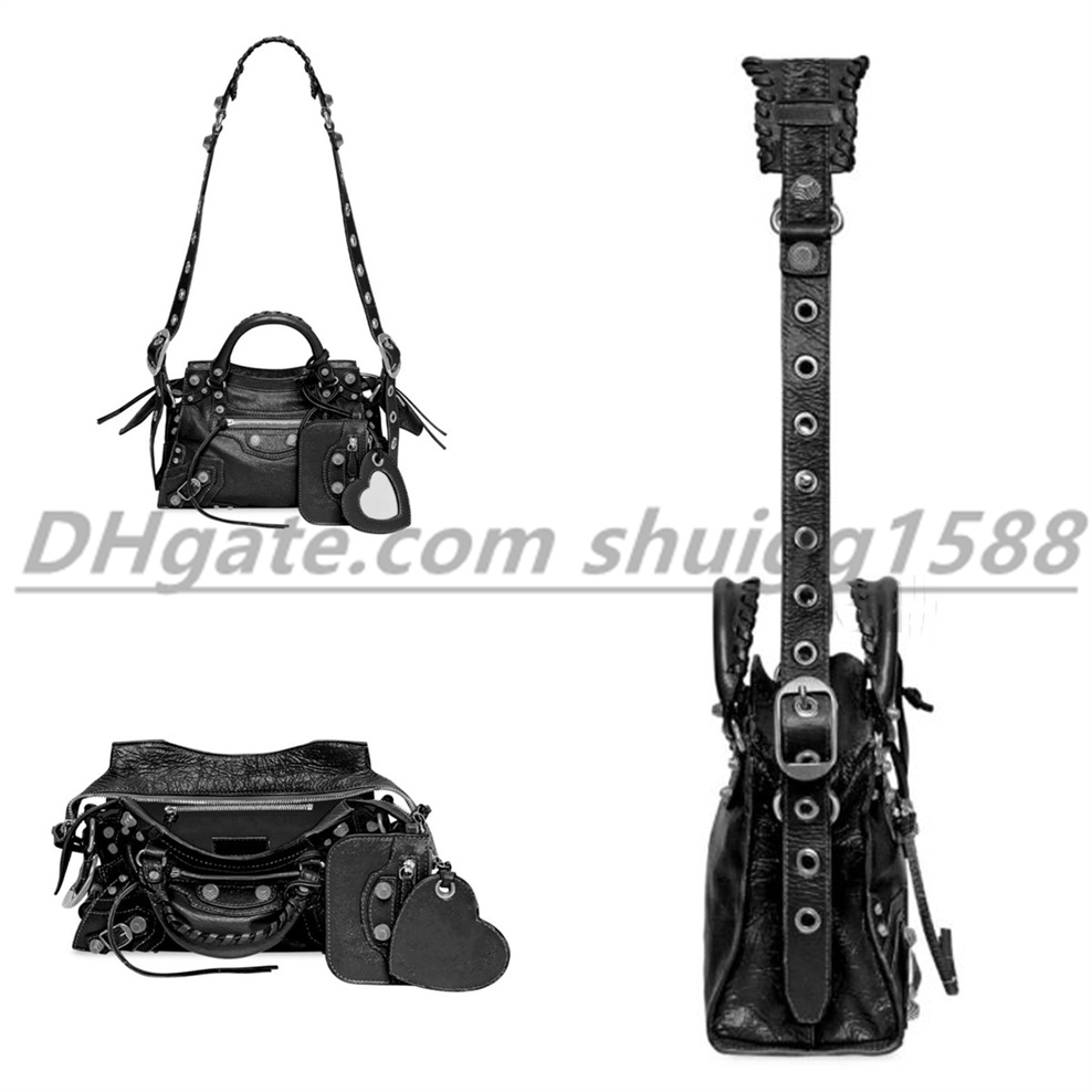 

Top genuine motorcycle bag women's luxury fashion shoulder cool girl crossover Pink Mini wax black silver pin white bag women Cross Body purses, Paper box