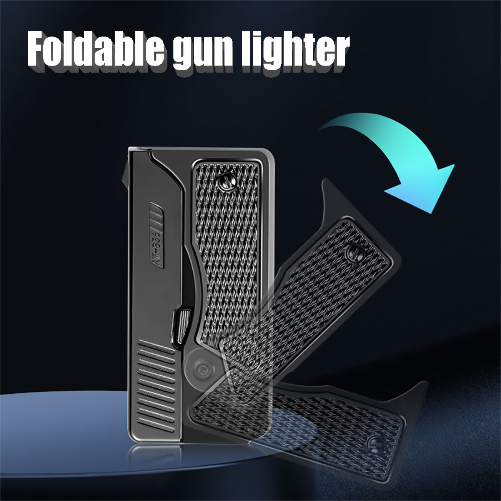 

Unique Lighter Windproof Gas-Electric Plasma USB Rechargable Lighters Gift for Men Folding Gun Butane Torch Turbo Jet Flame Cigar Lighter