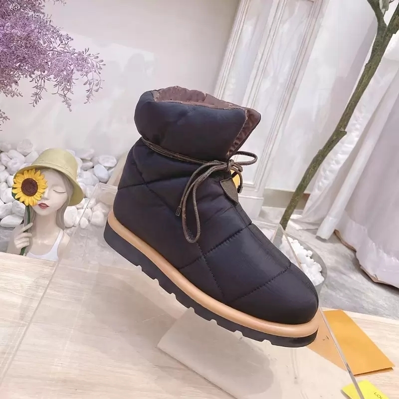

Women PILLOW Comfort Ankle Boots monograms old flower brown Snow Boot Lace UP Down Boots Outdoor flat Casual Shoes winter warm plush Martin shoe L and V, Do not choose;separate color;contact me