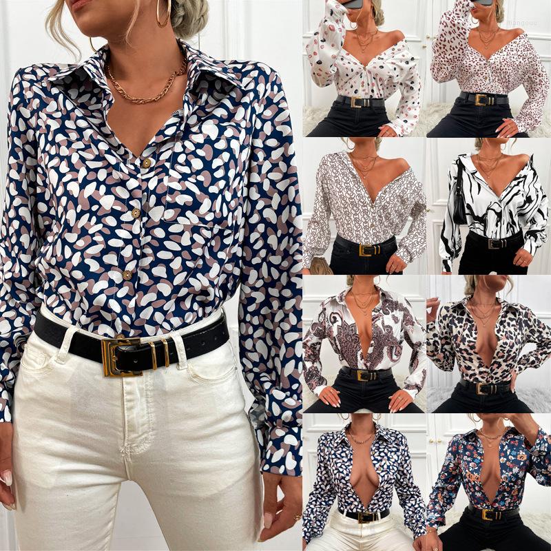 

Women' Blouses 2022 Shirt Lapel Print Sexy Women' Wear Tops Women Blouse, Leopard print