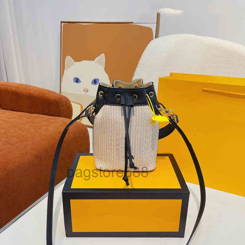 

luxury bags Designer Amber Mini Straw Totes Bag Women Woven Beach Drawstring Cross body Travel Shopping bucket bag