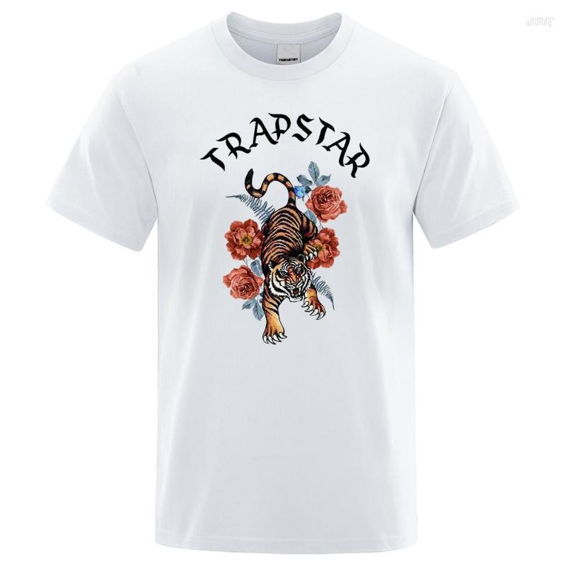 

Men' T Shirts Men' Trapstar Tiger Rose Co- Tshirt Men Harajuku Cotton Short Sleeve Oversized O-Neck T-Shirts Street Loose Casual Man, Orange