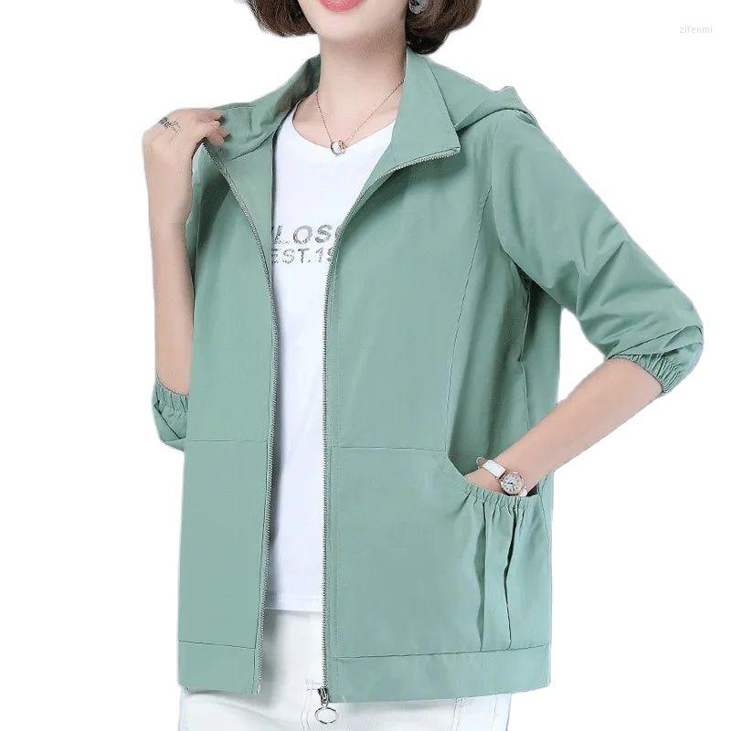 

Women's Jackets Women Jacket 2022 Spring Autumn Casual Short Coat Loose Female Detachable Hat Coats Femme Windbreaker With Lining, Bean green