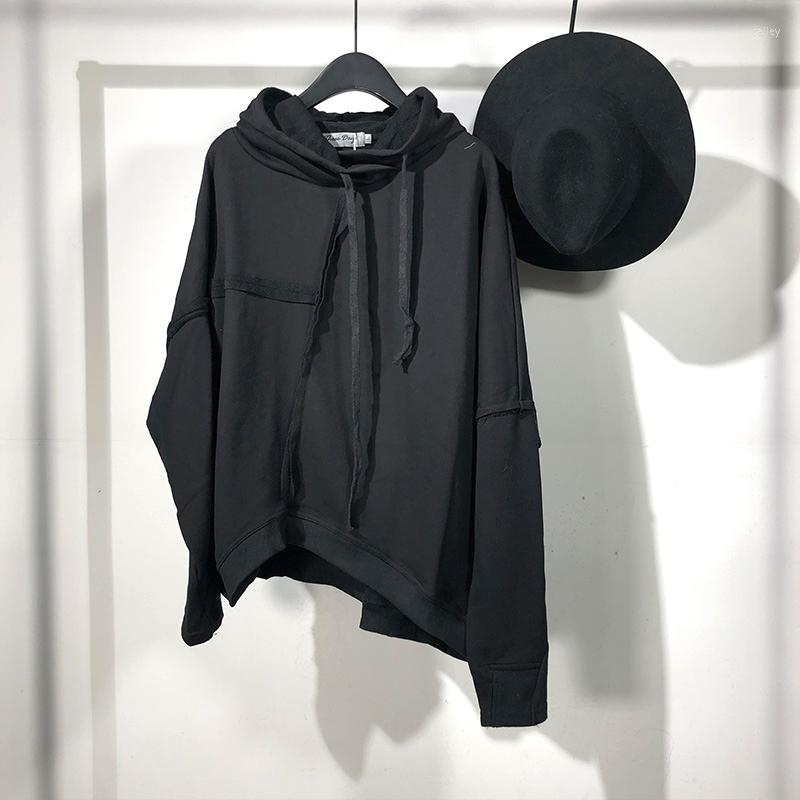

Men' Hoodies Men' Long Sleeve Hoodie Autumn/Winter Dark Irregular Personality Stitching Design Harajuku Harbor Fashion Trend Pullover, Black