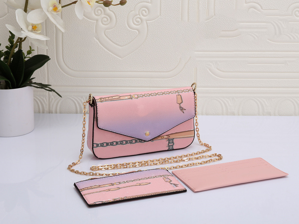 Classic Old Flower three in one chain bag M61276 Shoulder Bags Fashion Shopping Satchels leather Luxury designer purses Credit card check wallet