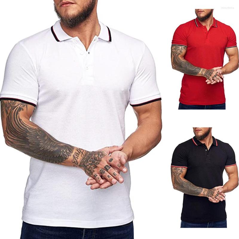 

Men' Polos ZOGAA Fashion Men Shirt Lapel 2022 Summer T-shirt Cuff Color Blocking Short Sleeve Tops -2XL Business Casual Tshirt, Black