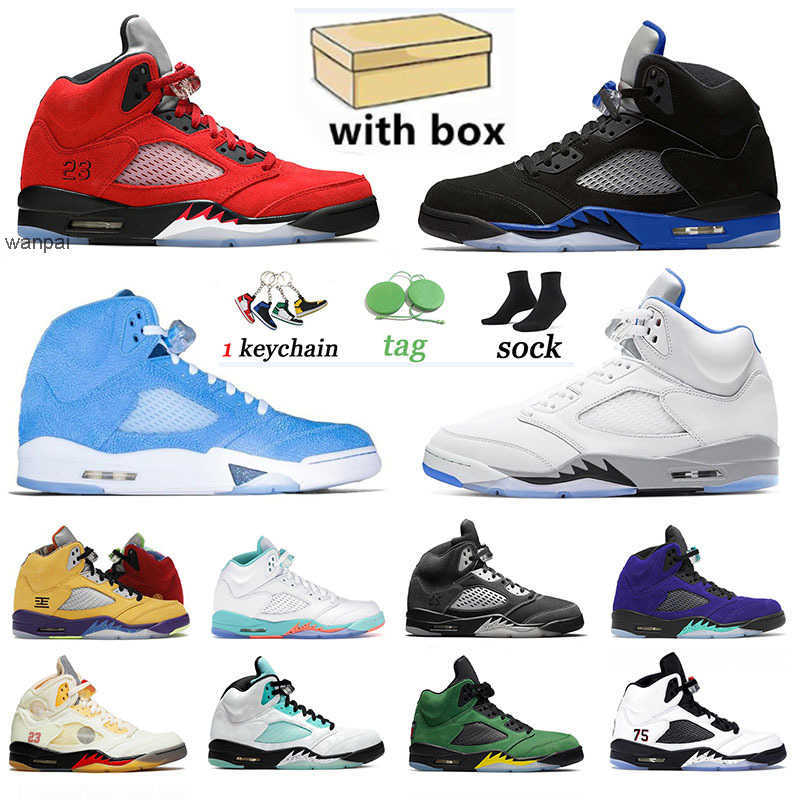 

shoes With Box Mens Trainers Jumpman 5 5s Basketball Shoes Black Muslin Sneakers UNC Raging Alternate Grape What The Oklahoma Men Sports jordens, C49 40-47