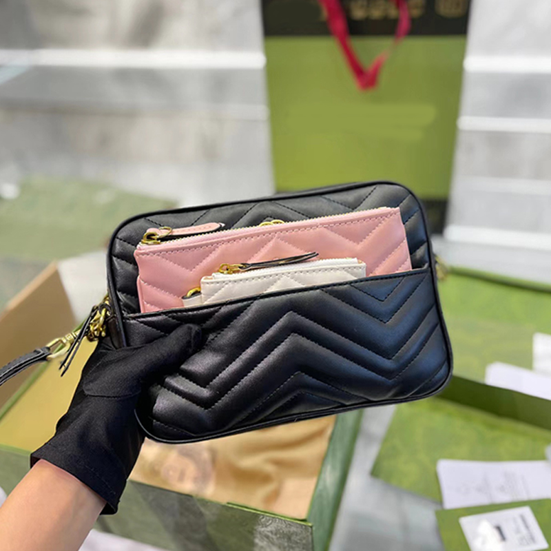 

MINI g Marmont Crossbody Handbag Shoulder Bag Black Leather Women Handbags Messenger With Box Card Dust Bag Hyper Version Three in one cow skin bags