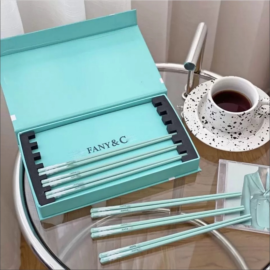 

Blue bone china ceramic chopsticks household high-end non-slip high-value net red tableware High quality
